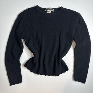 Vintage 90s Y2K Black Knit Blue Asphalt Pullover Sweater Top Size Large USA Goth